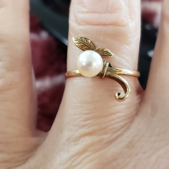 Pearl Ring 14k Yellow Gold 5.5mm Pearl Totel Weight 1.5 grams sz 6.75 - Picture 1 of 7
